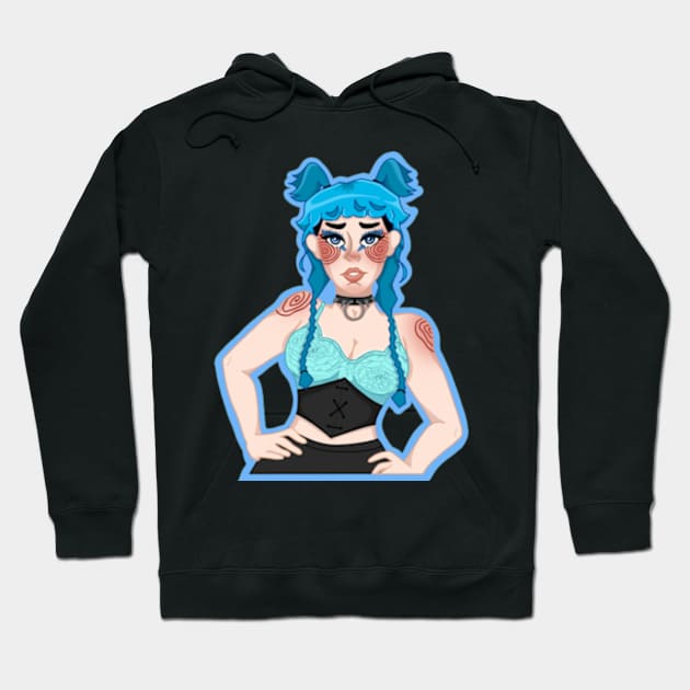 blue haired girl Hoodie by Torribells Treasures